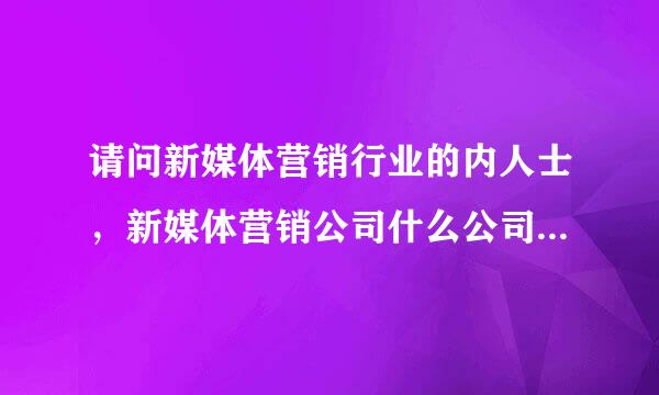 请问新媒体营销行业的内人士，新媒体营销公司什么公司实力比较强？