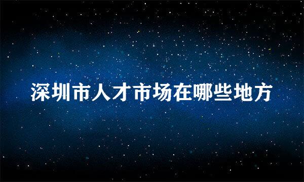 深圳市人才市场在哪些地方