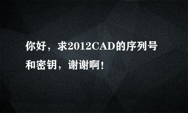 你好，求2012CAD的序列号和密钥，谢谢啊！