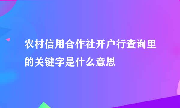 农村信用合作社开户行查询里的关键字是什么意思