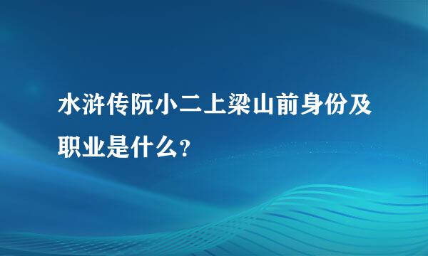 水浒传阮小二上梁山前身份及职业是什么？