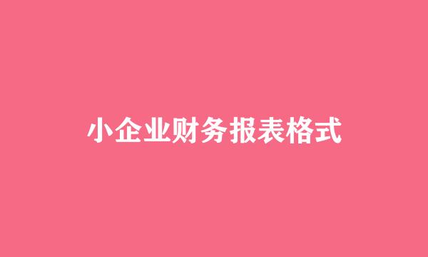 小企业财务报表格式