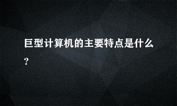 巨型计算机的主要特点是什么？