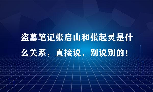 盗墓笔记张启山和张起灵是什么关系，直接说，别说别的！