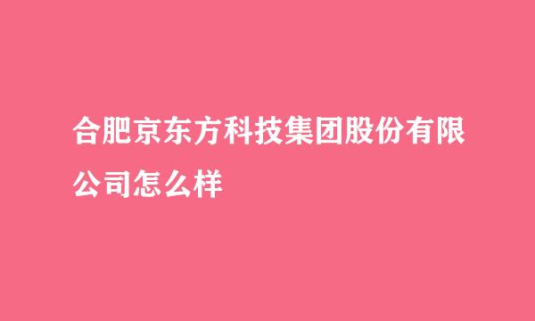 合肥京东方科技集团股份有限公司怎么样