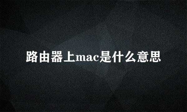 路由器上mac是什么意思