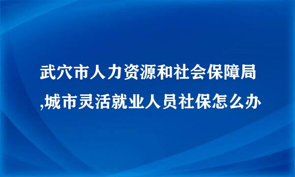 武穴市人力资源和社会保障局,城市灵活就业人员社保怎么办