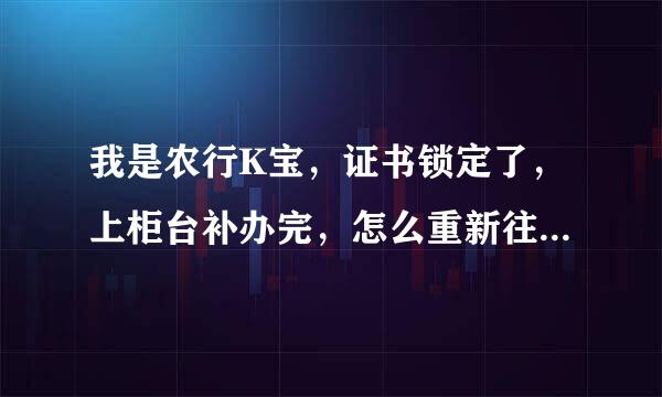 我是农行K宝，证书锁定了，上柜台补办完，怎么重新往K宝上绑定证书？