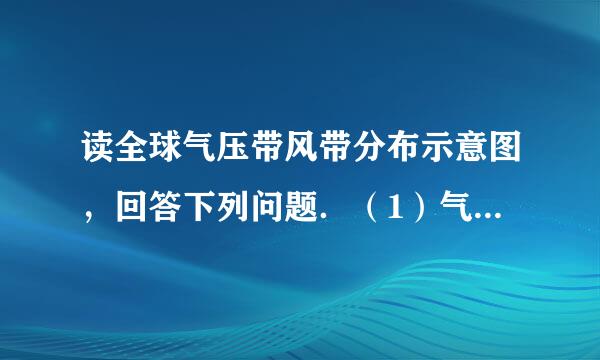 读全球气压带风带分布示意图，回答下列问题．（1）气压带A的名称是______，气压带C的名称是______，）（2