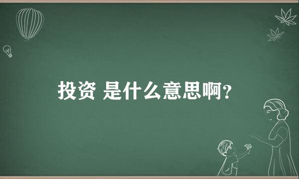 投资 是什么意思啊？