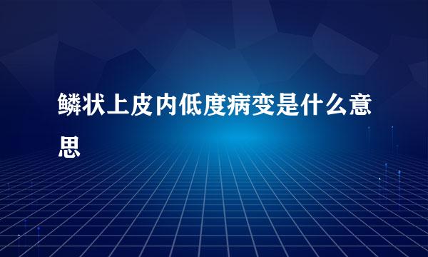 鳞状上皮内低度病变是什么意思