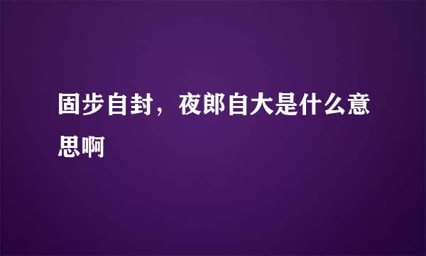 固步自封，夜郎自大是什么意思啊