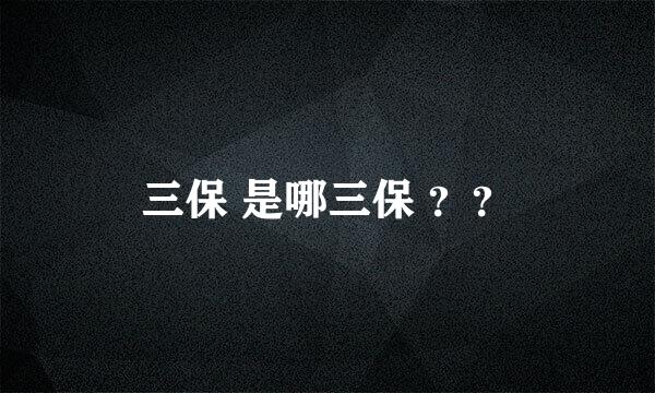 三保 是哪三保 ？？