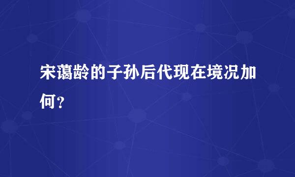 宋蔼龄的子孙后代现在境况加何？