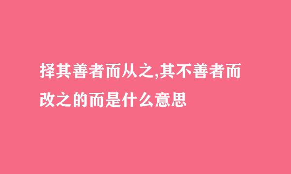 择其善者而从之,其不善者而改之的而是什么意思