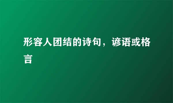 形容人团结的诗句，谚语或格言