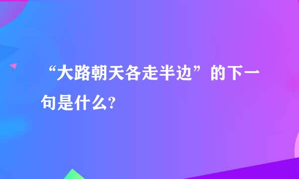 “大路朝天各走半边”的下一句是什么?