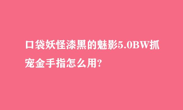 口袋妖怪漆黑的魅影5.0BW抓宠金手指怎么用?