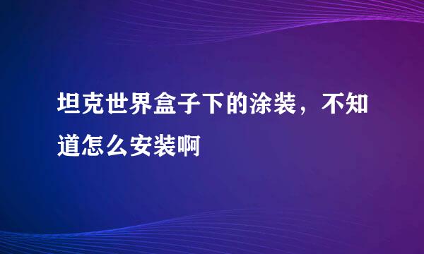 坦克世界盒子下的涂装，不知道怎么安装啊