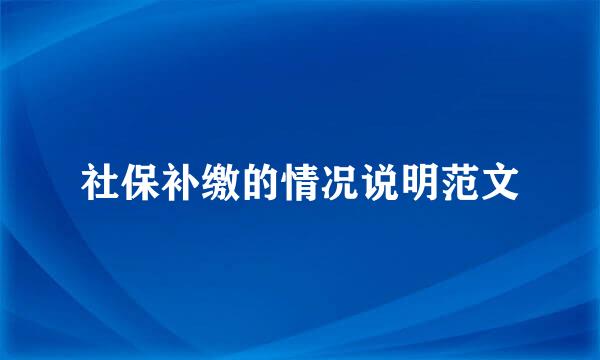 社保补缴的情况说明范文