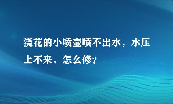 浇花的小喷壶喷不出水，水压上不来，怎么修？