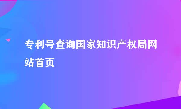 专利号查询国家知识产权局网站首页