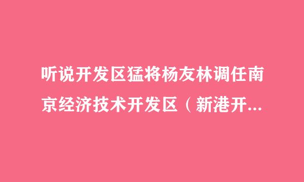 听说开发区猛将杨友林调任南京经济技术开发区（新港开发区）老总了，不知道是否属实哦。