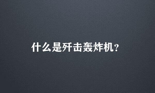 什么是歼击轰炸机？