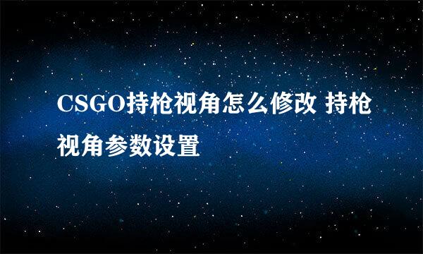 CSGO持枪视角怎么修改 持枪视角参数设置