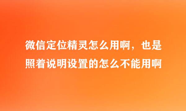 微信定位精灵怎么用啊，也是照着说明设置的怎么不能用啊