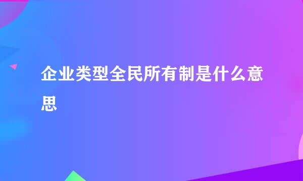 企业类型全民所有制是什么意思