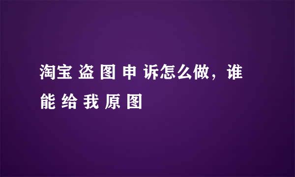 淘宝 盗 图 申 诉怎么做，谁 能 给 我 原 图