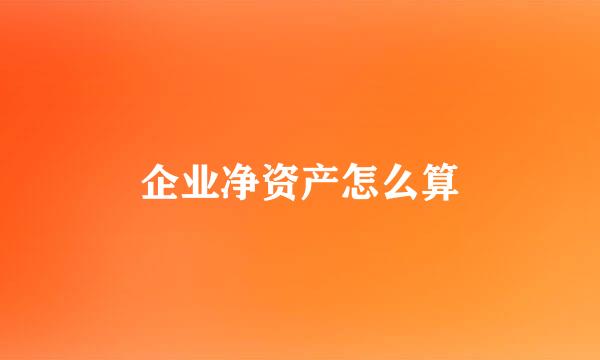 企业净资产怎么算