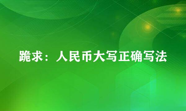 跪求：人民币大写正确写法