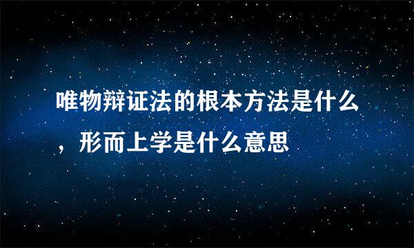 唯物辩证法的根本方法是什么，形而上学是什么意思