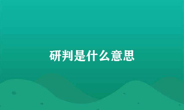 研判是什么意思