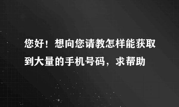 您好！想向您请教怎样能获取到大量的手机号码，求帮助