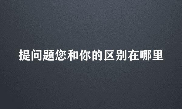 提问题您和你的区别在哪里