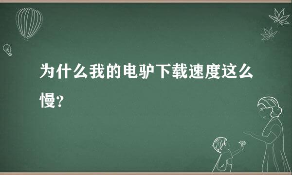 为什么我的电驴下载速度这么慢？