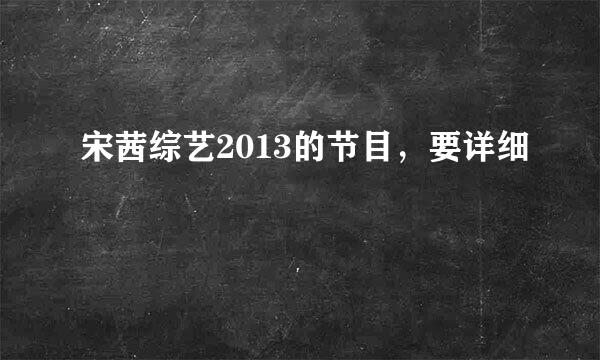 宋茜综艺2013的节目，要详细