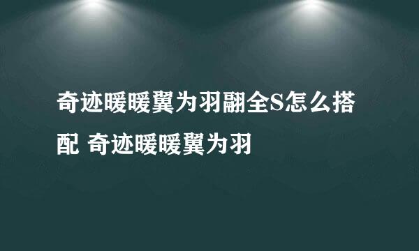 奇迹暖暖翼为羽翮全S怎么搭配 奇迹暖暖翼为羽