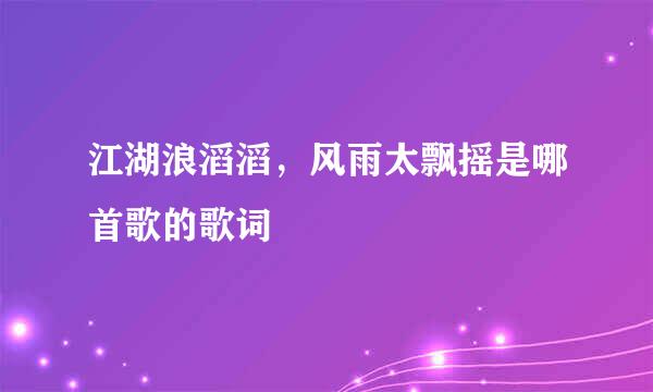 江湖浪滔滔，风雨太飘摇是哪首歌的歌词