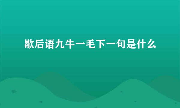 歇后语九牛一毛下一句是什么