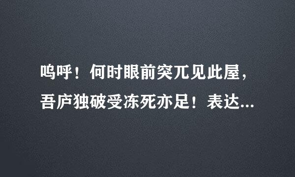 呜呼！何时眼前突兀见此屋，吾庐独破受冻死亦足！表达了诗人怎样的情感？