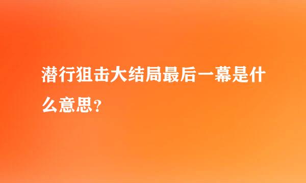 潜行狙击大结局最后一幕是什么意思？