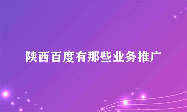 陕西百度有那些业务推广