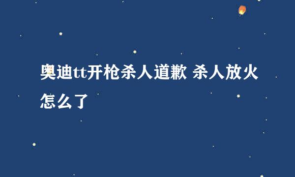 奥迪tt开枪杀人道歉 杀人放火怎么了