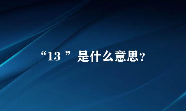 “13 ”是什么意思？