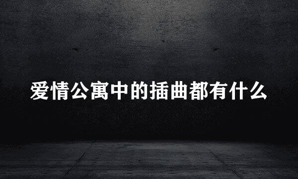 爱情公寓中的插曲都有什么