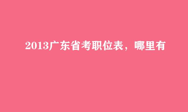 2013广东省考职位表，哪里有